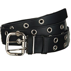 Black Leather Eyelet Belt